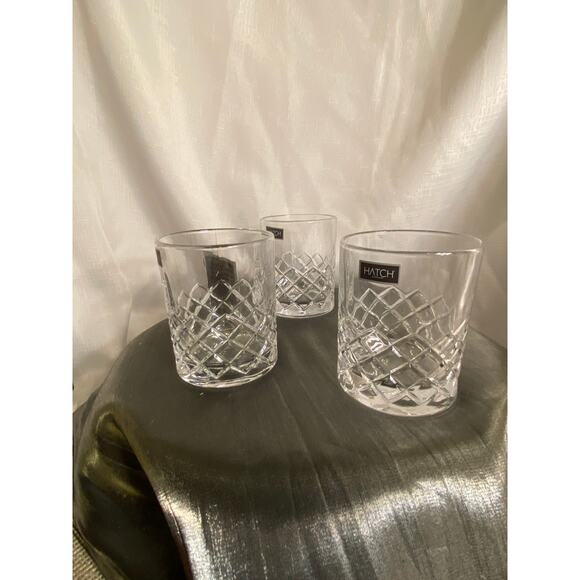 set 3 Shannon Hatch Collection by Godinger Crystal Double Old Fashioned Glasses - Picture 10 of 16